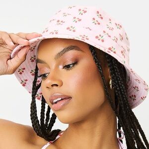Frankie’s Bikinis Pink Cherry Print Bucket Hat